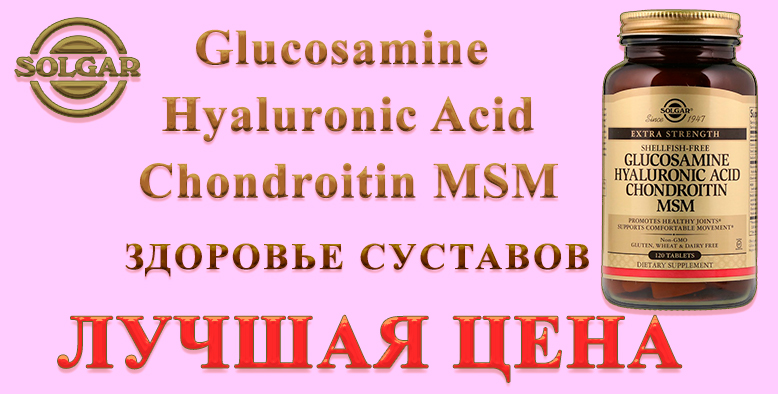SOLGAR Glucosamine, Hyaluronic Acid, Chondroitin, MSM 120 